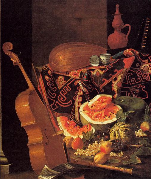 with Musical Instruments and Fruit